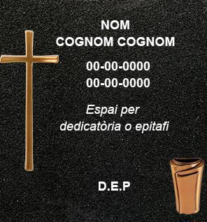 Lápida columbario cruz cenizas oro