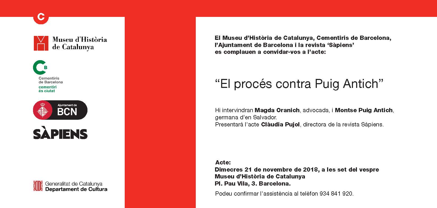 Cicle de conferències de Cementiris de Barcelona: “El procés contra Puig Antich”