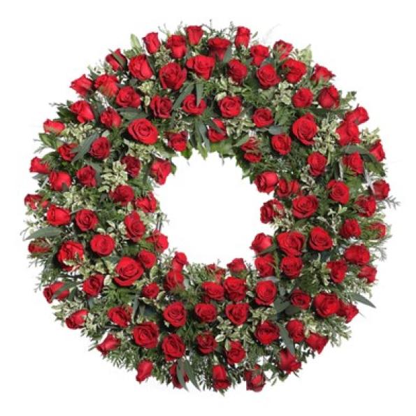 Corona de roses vermelles